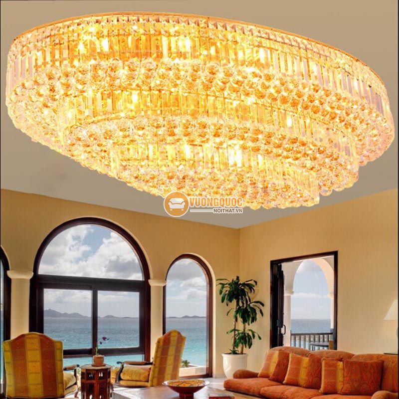 Đèn ốp trần pha lê kích thước lớn cho không gian rộng CM256-2